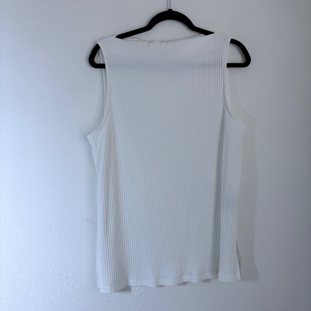 Old Navy Tank Top XL off White Excellent Ribbed Sleeveless Boat Neck Side Slits